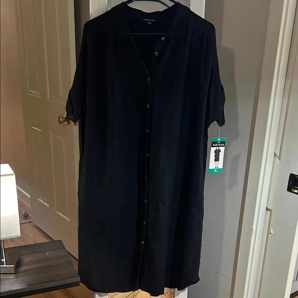 Well Worn Classic Black Button Down Dress - Picture 1 of 9